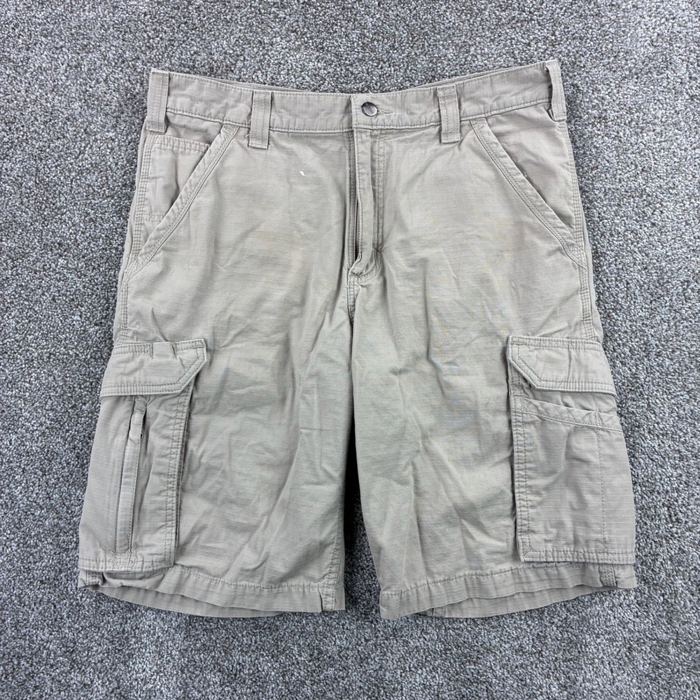 Carhartt Cargo Shorts Mens 33 Brown Relaxed Fit Rip Stop Canvas Force 101168-232